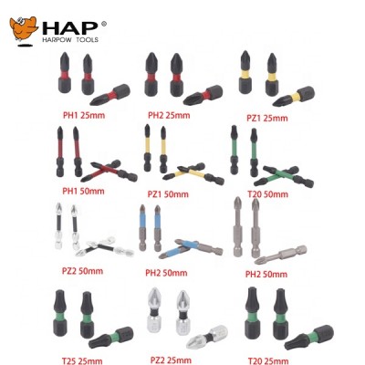 Best quality different types impact screwdriver bits with color ring