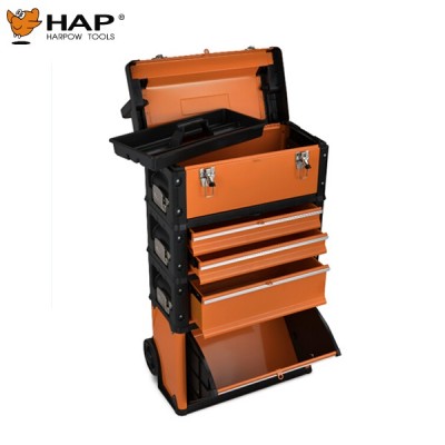 Portable Top Chest 3 Drawers Plastic and Steel Tool Box