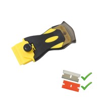 Black-Yellow Cleaning Scraper Plastic Razor Scraper with Double-Edged Plastic Blades